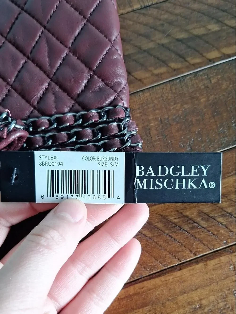 Nwt Badgley Mischka Burgandy Sheep Leather Fashion Glove